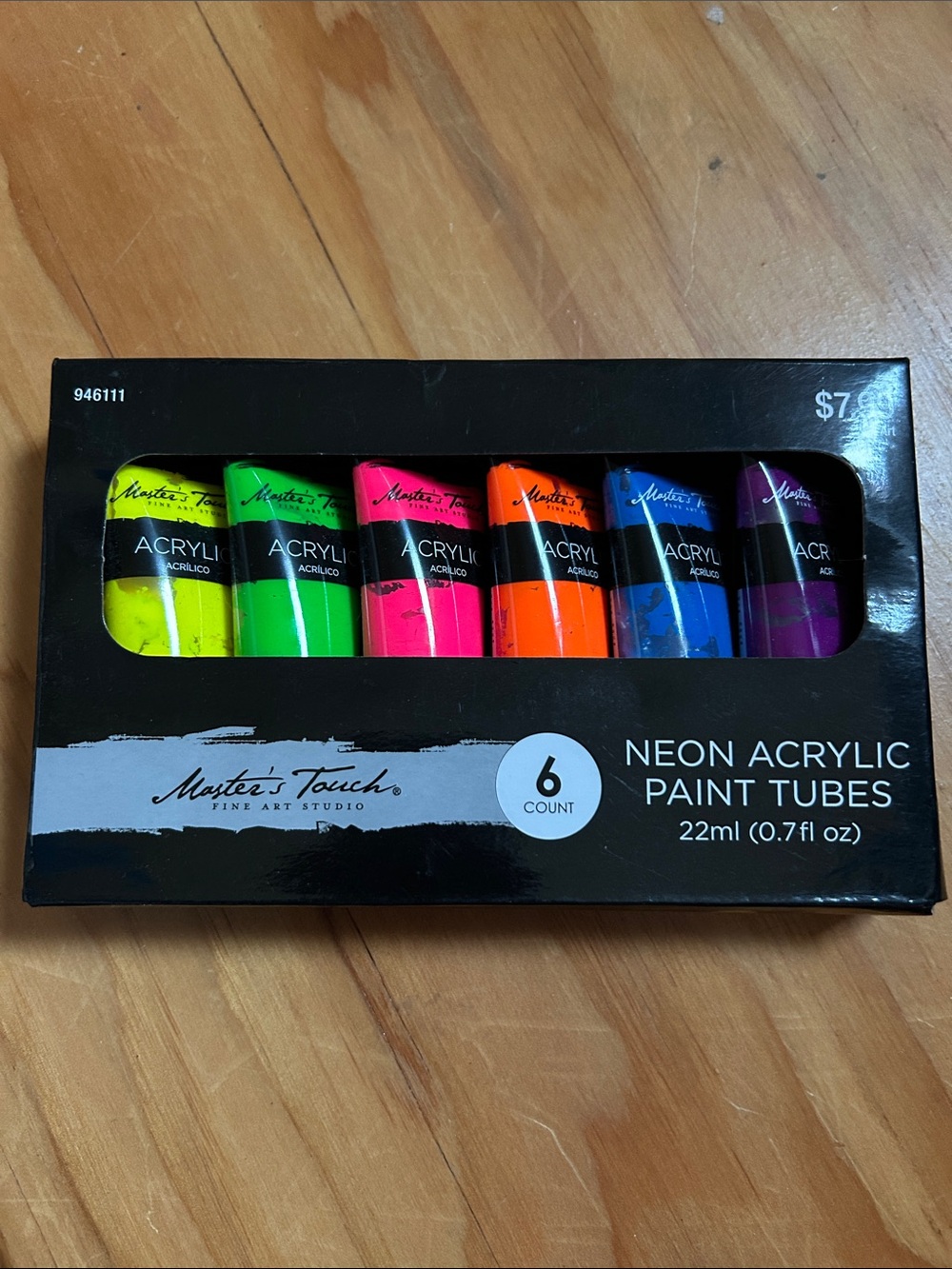 Neon acrylic paint tubes